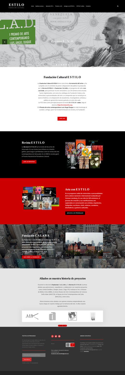 Página de inicio de Fundación Cultural Estilo